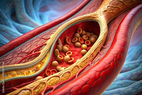 A close-up view of an atherosclerosis atheromatous plaque inside an artery photo