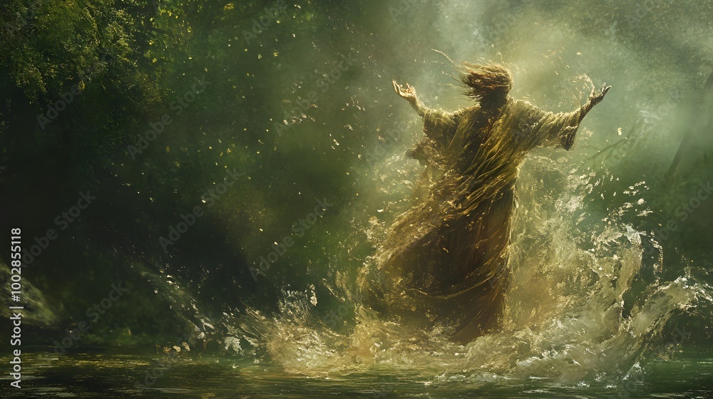 Obraz premium Mighty Elemental Creature Emerging from Primordial Storm