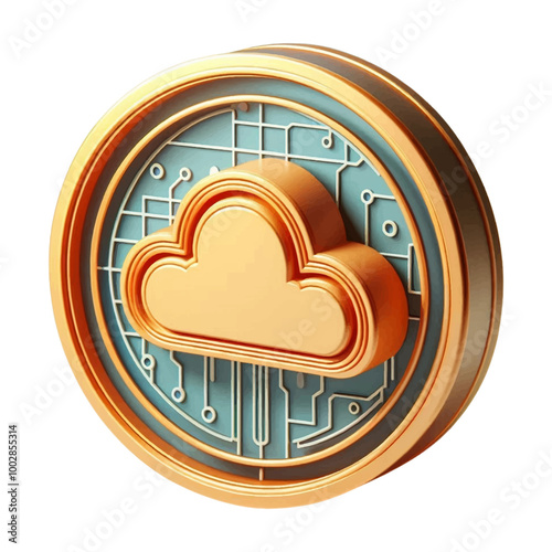 Cloud computing 3d icon in circle