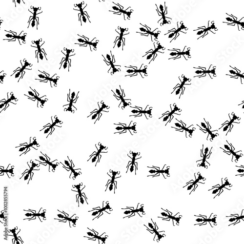 ant trail path seamless pattern. Insect invasion concept. Stock vector illustration in flat style isolated on white background.