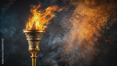 A Golden Torch Blazing with Fire and Smoke