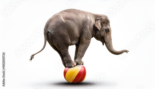 Majestic Balance: An Elephant's Performance Under the Big Top