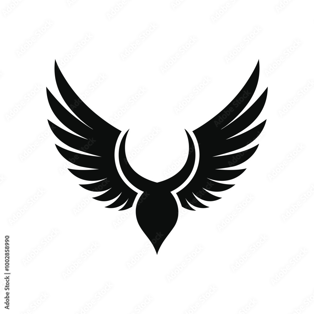 Obraz premium Black angel wings silhouette vector illustration