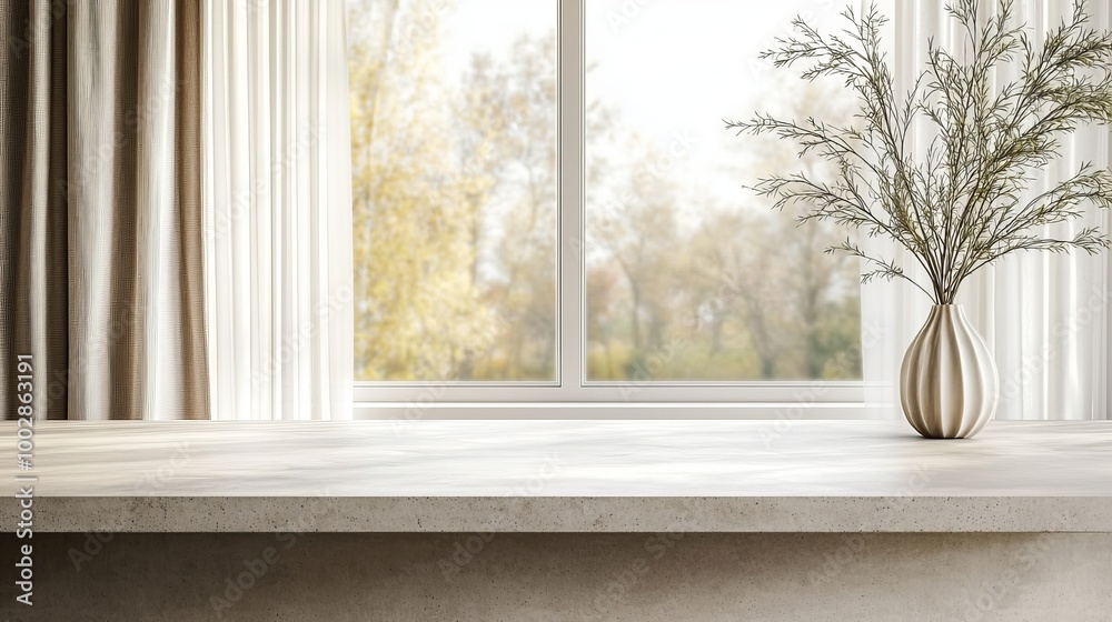 Minimalist Window Sill with Concrete Shelf and Vase, Interior Design, Modern Decor, Home Decor ,interior design ,home decor Minimalist Window Sill with Concrete Shelf and Vase, Interior Design, Modern Decor, Home Decor ,interior design ,home decor