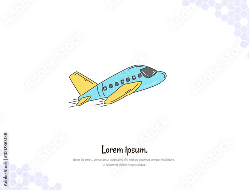 Airplane 3 simple doodle flat vector art for wall decoration landscape.