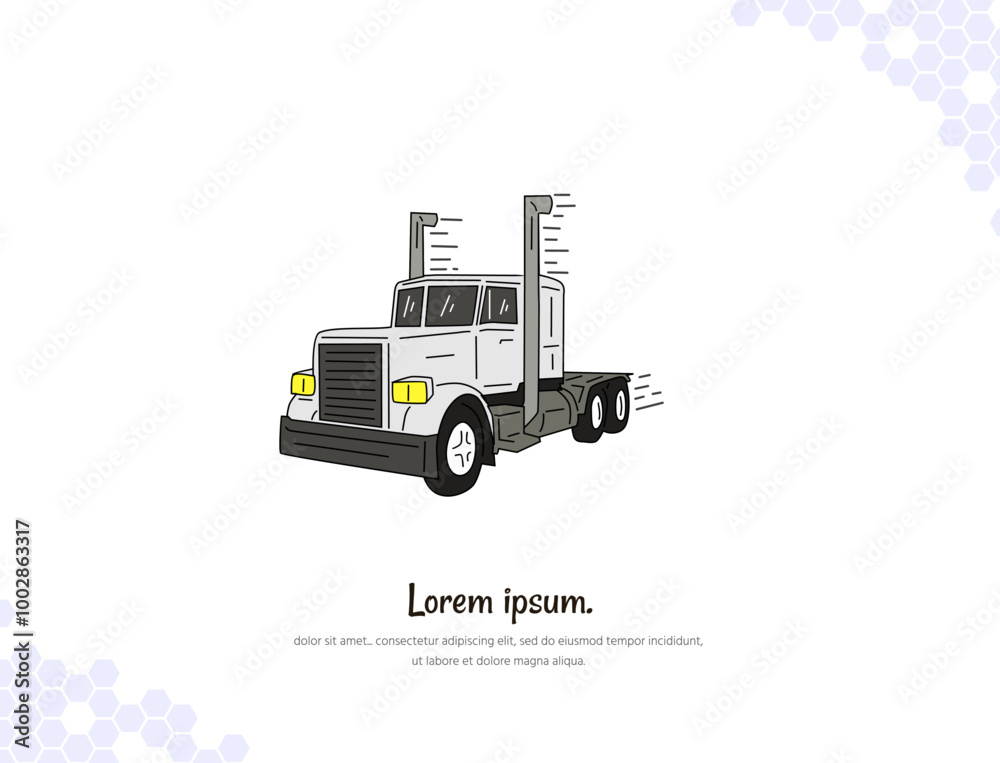 Big Truck simple doodle flat vector art for wall decoration landscape.