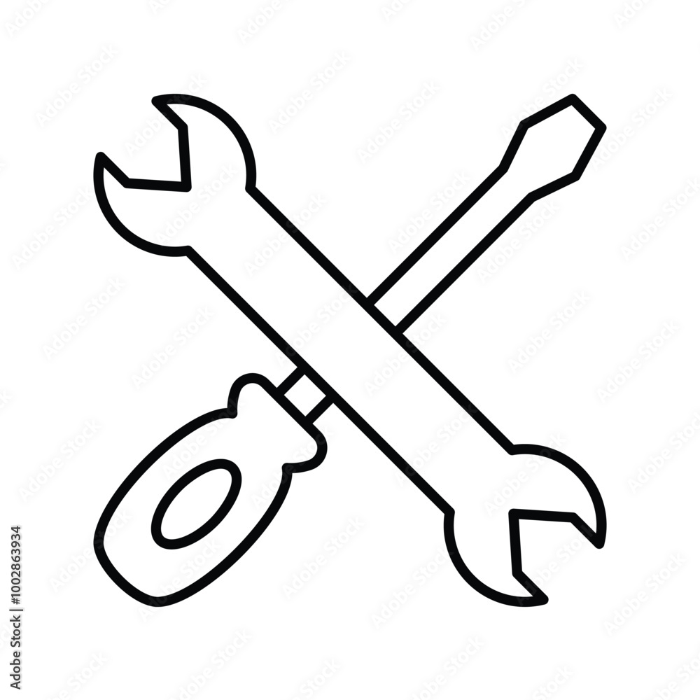 tools line icon with white background vector stock illustration tools line icon with white background vector stock illustration