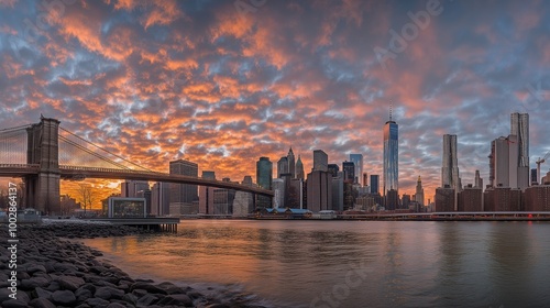 A beautiful sunset over the city of New York