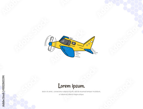 Stunt plane 4 simple doodle flat vector art for wall decoration landscape.ai