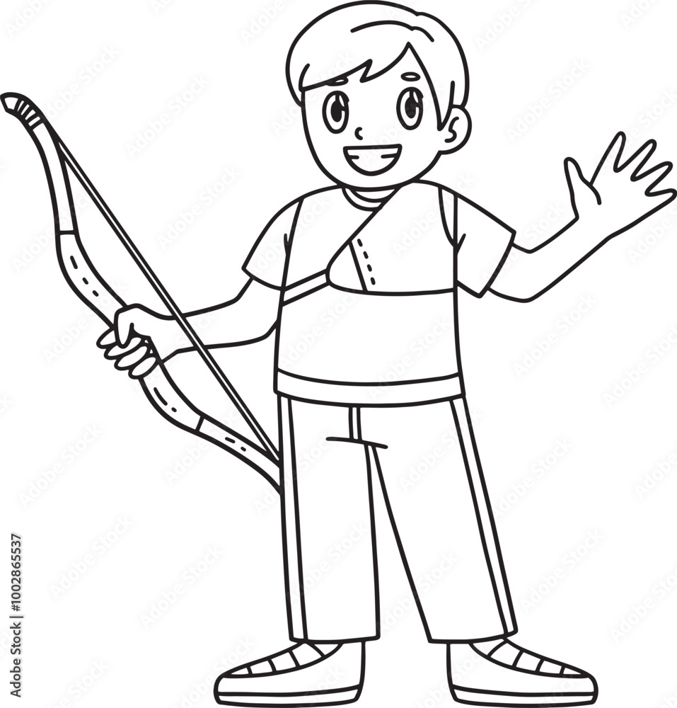 Archery Archer with a Bow Isolated Coloring Page Archery Archer with a Bow Isolated Coloring Page