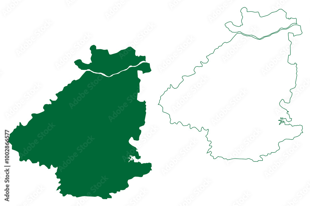 Fototapeta premium Singrauli district (Madhya Pradesh State, Rewa division, Republic of India) map vector illustration, scribble sketch Singrauli map