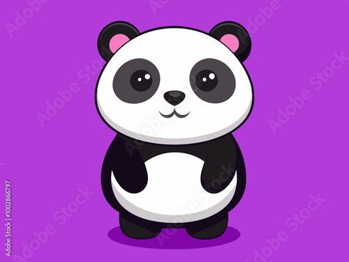 Cartoon Panda a on a purple background