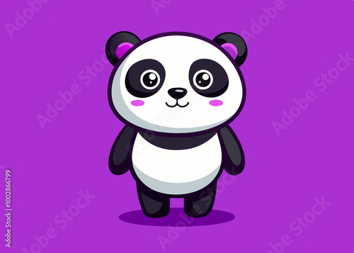 Cartoon Panda a on a purple background