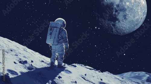 astronaut moon with space for text 