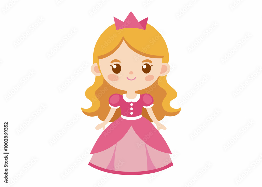 Little Princess in a pink dress isolated on a white background