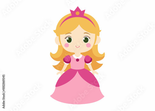 Little Princess in a pink dress isolated on a white background