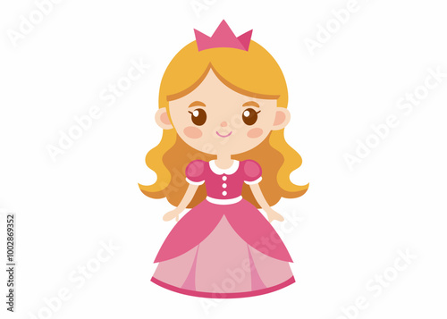Little Princess in a pink dress isolated on a white background