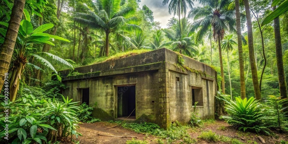 A modern bunker house nestled in the jungle surrounded by leading lines A modern bunker house nestled in the jungle surrounded by leading lines