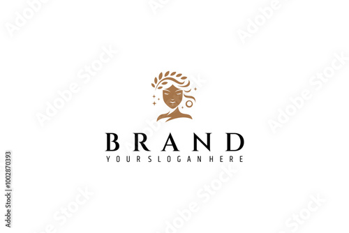 Abstract goddess woman logo in flat design style