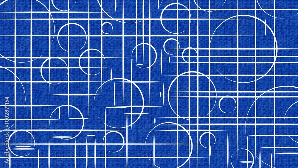 Abstract geometric pattern featuring a grid overlay and overlapping circles on a textured blue fabric background. The combination of shapes and textures creates a modern and dynamic design.
Abstract geometric pattern featuring a grid overlay and overlapping circles on a textured blue fabric background. The combination of shapes and textures creates a modern and dynamic design.