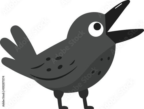 Smart and Cute crow cartoon characters, Black crow bird, Design for babies and children's graphics, prints, fabrics, textiles and baby wear,flat vector minimal Scandinavian style