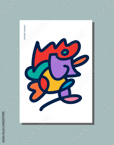 Abstract unique line and shape wall decor, print art
