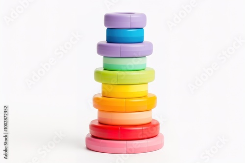 Wallpaper Mural Pyramid build from colored rings on white background.
 Torontodigital.ca