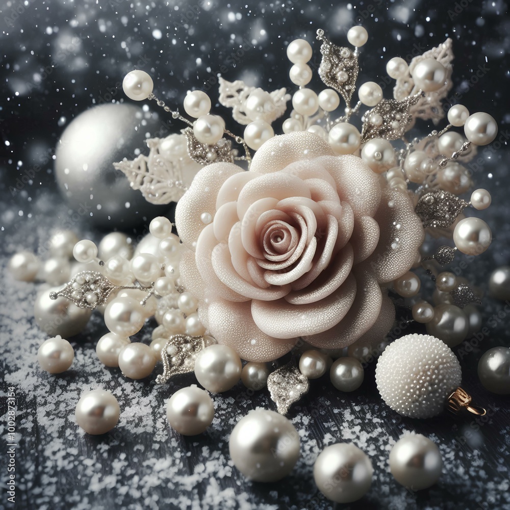 Rose and pearls. Rose and pearls.