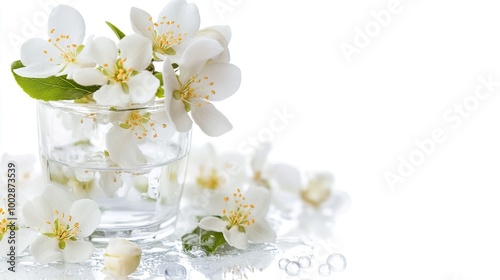 white jasmine flowers in the glass