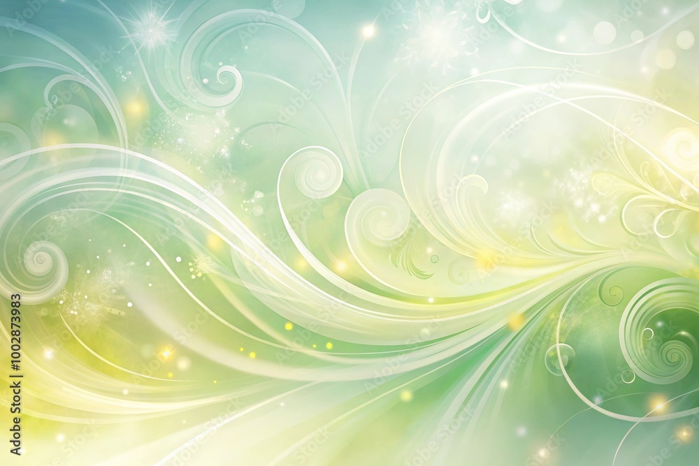 A serene abstract blend of pastel green yellow and white A serene abstract blend of pastel green yellow and white