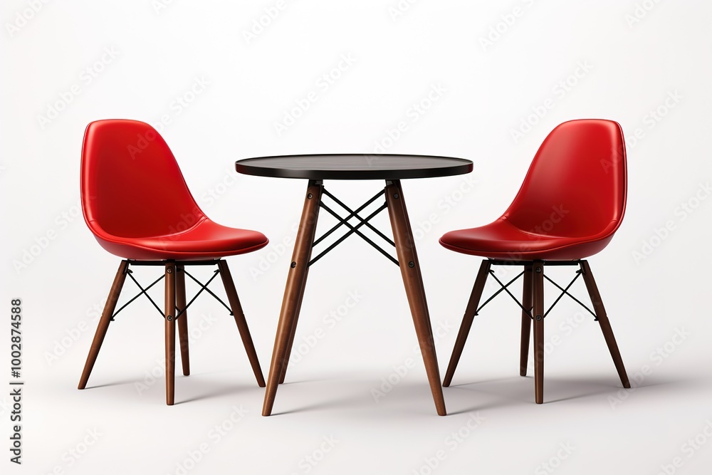 Modern chairs and table on white background Modern chairs and table on white background