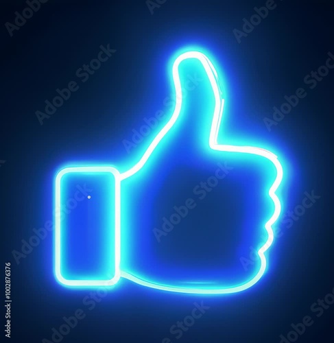 A glowing thumbs-up-like symbol photo