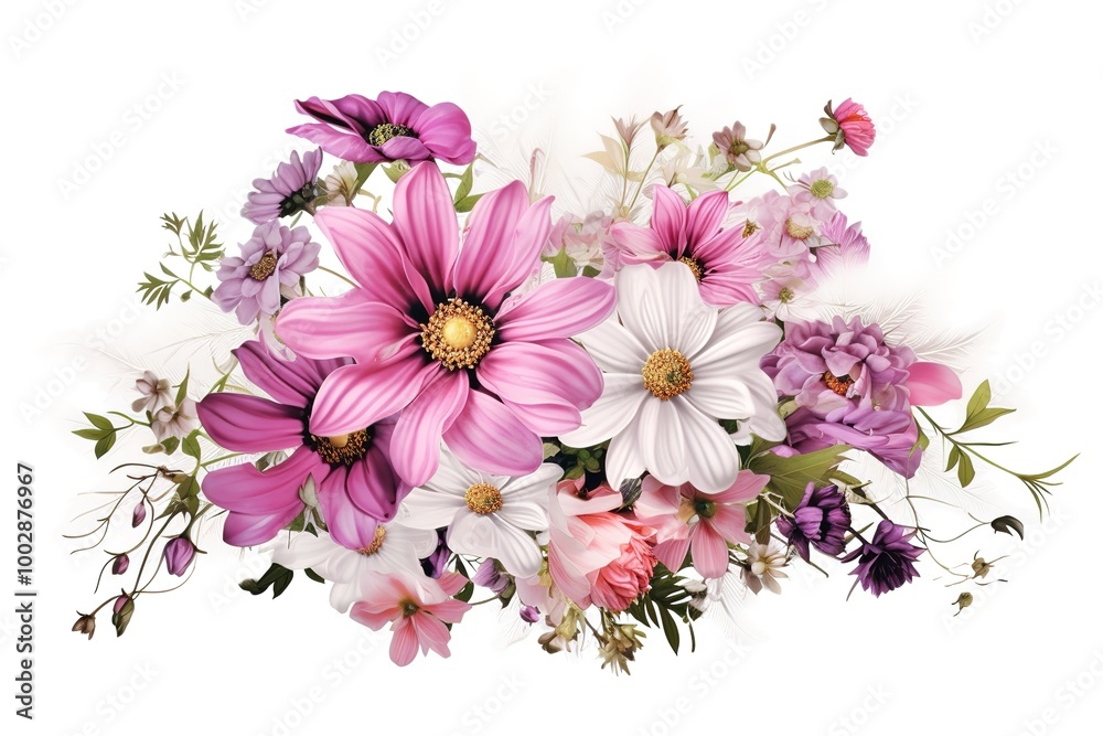 The Beautiful bouquet pink flowers on white background isolated The Beautiful bouquet pink flowers on white background isolated