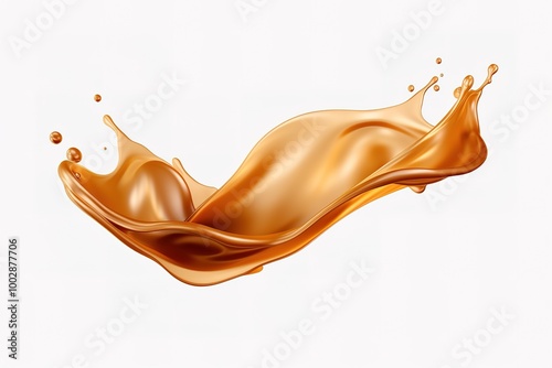 Fototapeta Naklejka Na Ścianę i Meble -  A splash of orange, yellow clear liquid. 3d illustration, 3d rendering.