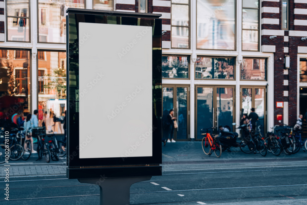 Clear Billboard on city street with blank copy space screen for advertising or promotional poster content, empty mock up Lightbox for information, blank display outdoors in urban area Clear Billboard on city street with blank copy space screen for advertising or promotional poster content, empty mock up Lightbox for information, blank display outdoors in urban area