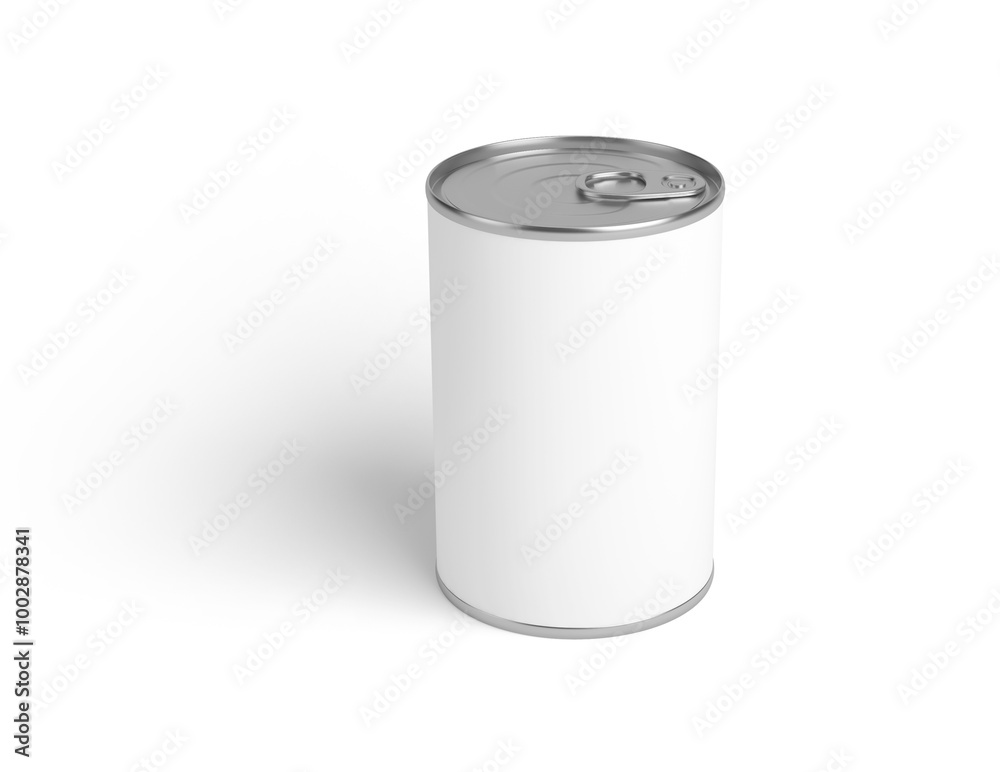 food tin Can with blank white label isolated on white, Tin can, fish or pet food mockup with pull ring, open key, Aluminium preserve canister. 3d illustration, 3d rendering food tin Can with blank white label isolated on white, Tin can, fish or pet food mockup with pull ring, open key, Aluminium preserve canister. 3d illustration, 3d rendering