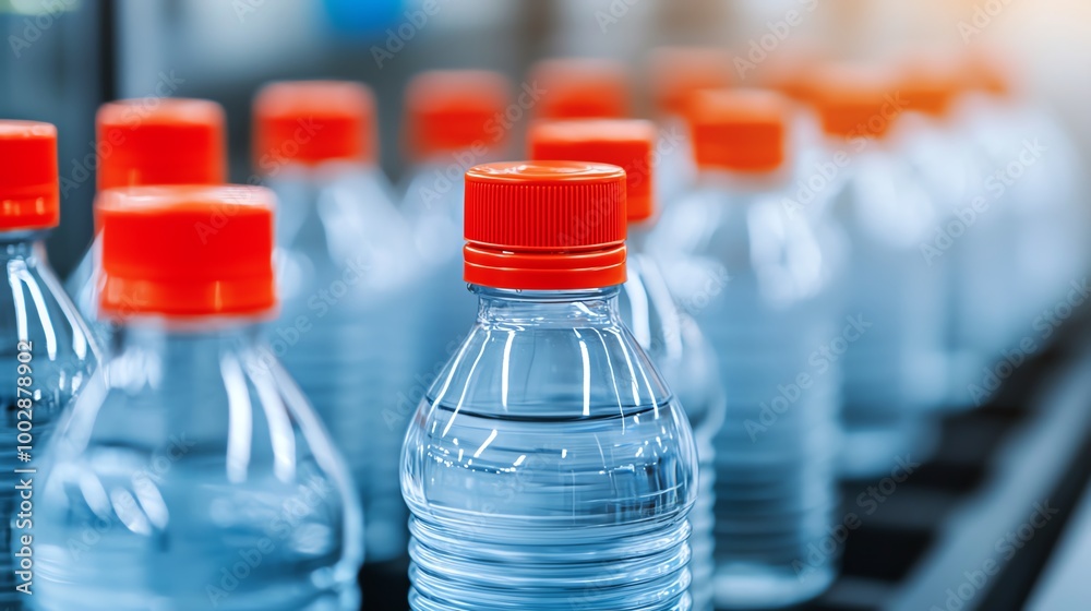 Plastic bottles being molded and shaped in an injection molding machine, injection molding process, plastic production Plastic bottles being molded and shaped in an injection molding machine, injection molding process, plastic production