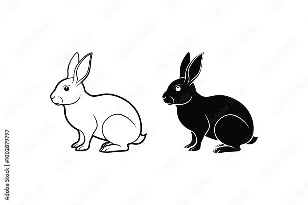 Fototapeta premium Rabbit animals silhouette vector illustration