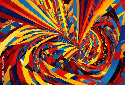 vibrant dynamic shapes forming striking visual patterns bold colors intricate designs eye catching impact, art, graphic, line, curve, angle, symmetry photo