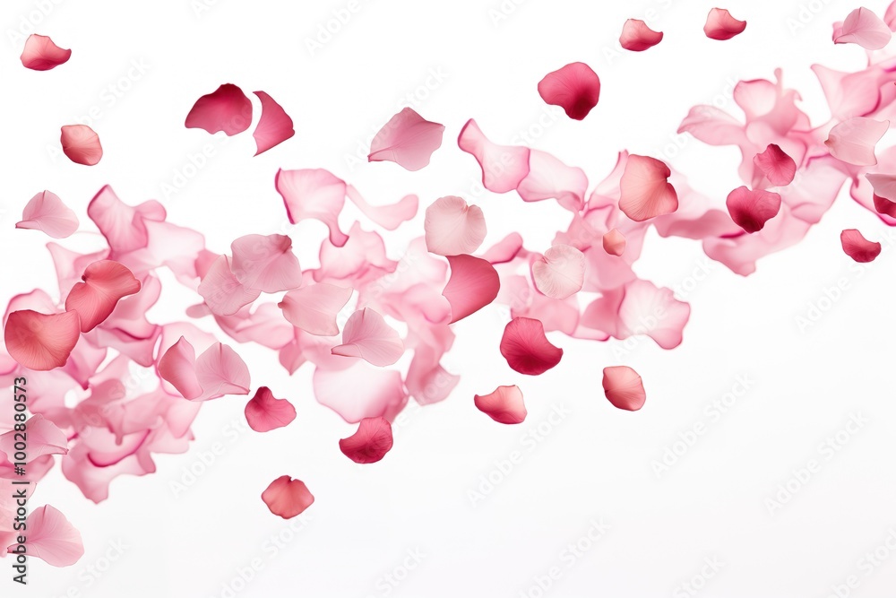 Red rose petals isolated on a white background with copy space for your text, Clipping path included Red rose petals isolated on a white background with copy space for your text, Clipping path included