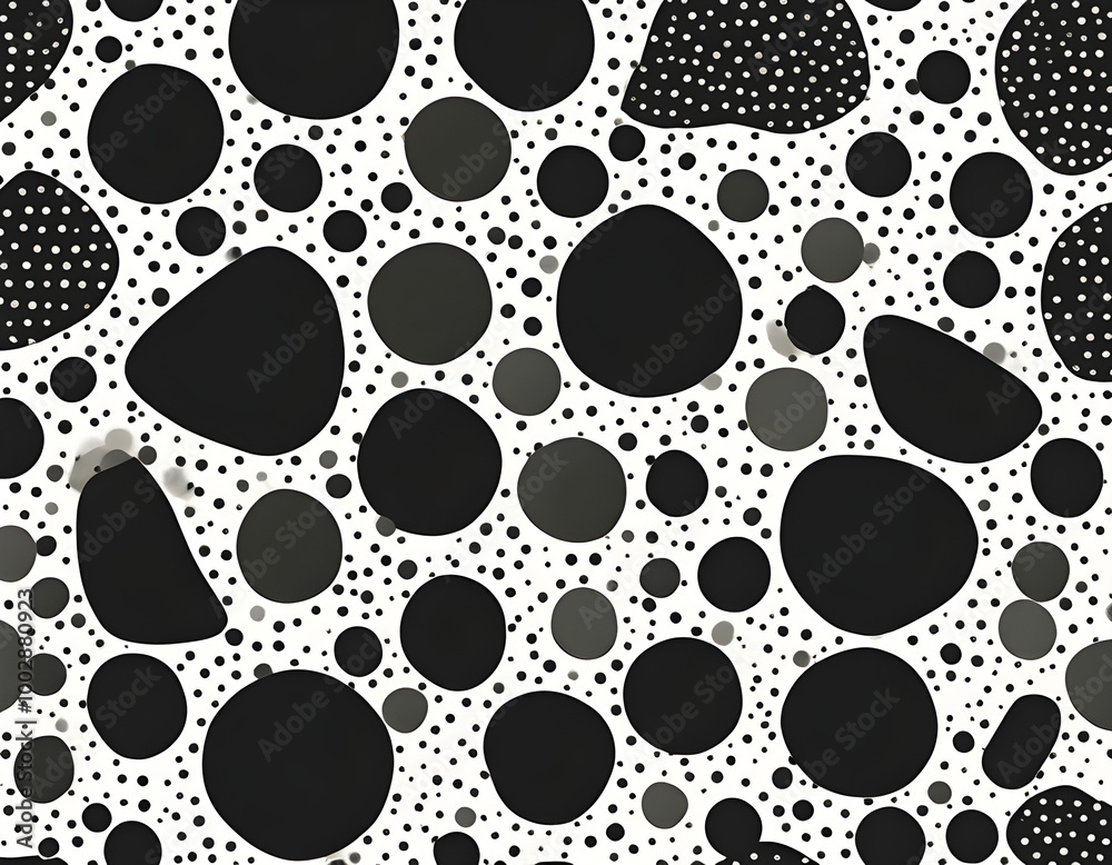 Seamless black and white irregular polka dot background Seamless black and white irregular polka dot background