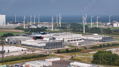 Google Data Center at Eemshaven in the Netherlands with the expansion under construction in the foreground