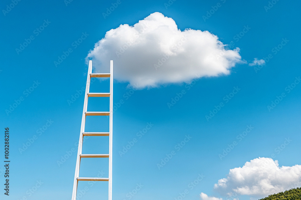 Ladder reaching up to a bright cloud, symbolizing progress toward success
Ladder reaching up to a bright cloud, symbolizing progress toward success