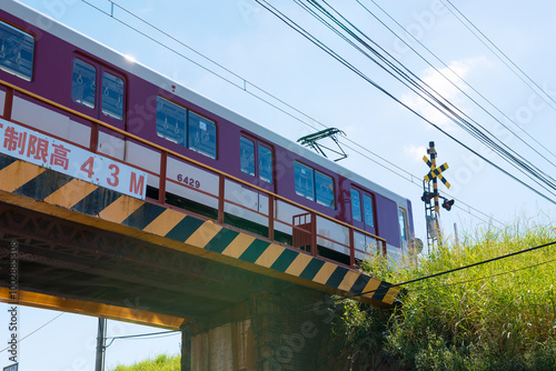 柏原市の堤防と近鉄電車