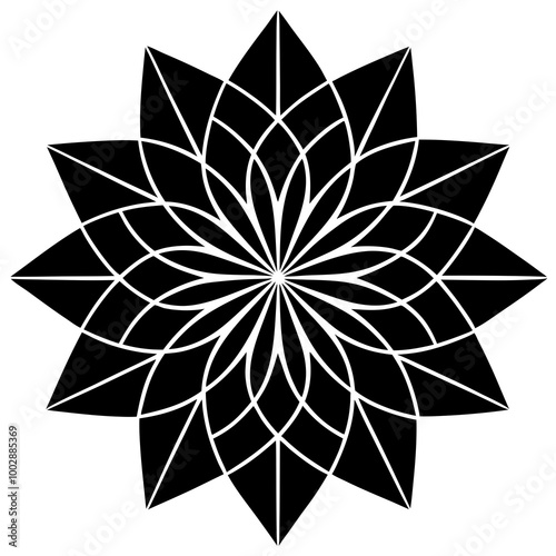 Geometric Flower Silhouette Featuring Flower Formed with Intricate Geometric Shapes