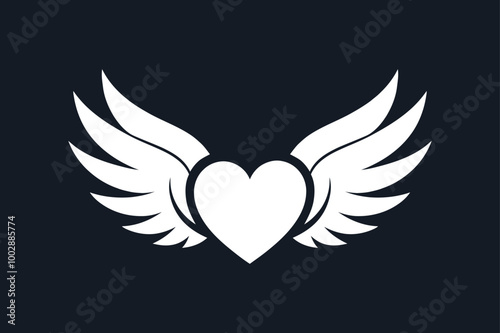 Heart love with wings icon