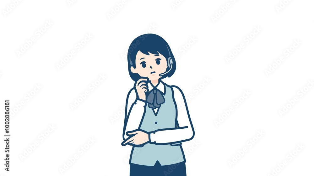 Call center woman_Discontent and sighs_with alpha channel Call center woman_Discontent and sighs_with alpha channel