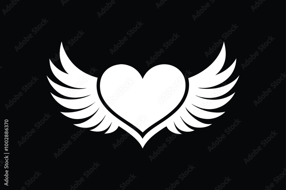 Heart love with wings icon Heart love with wings icon