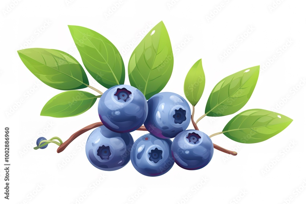 Blueberries with leaves isolated Blueberries with leaves isolated