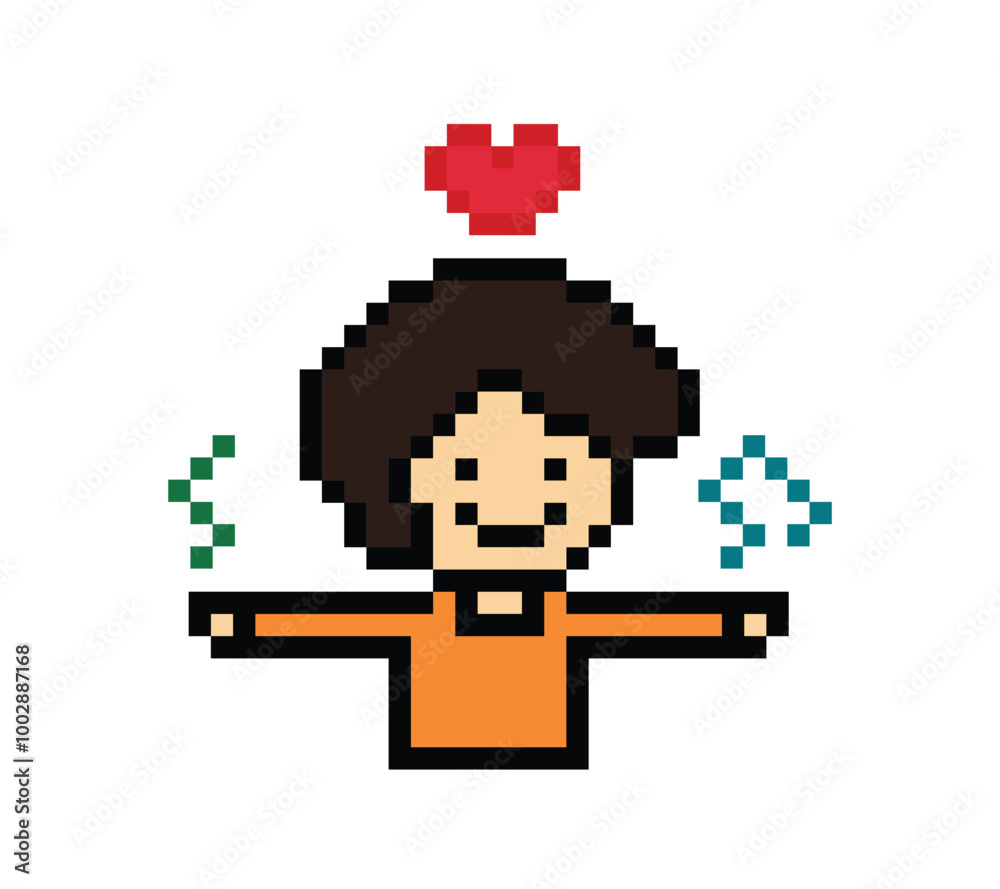 Cute cartoon pixel character cute man exercises training dance lifestyle music decoration life style 8 bit male boy dance with music game fitness isolated PNG vector. Cute cartoon pixel character cute man exercises training dance lifestyle music decoration life style 8 bit male boy dance with music game fitness isolated PNG vector.